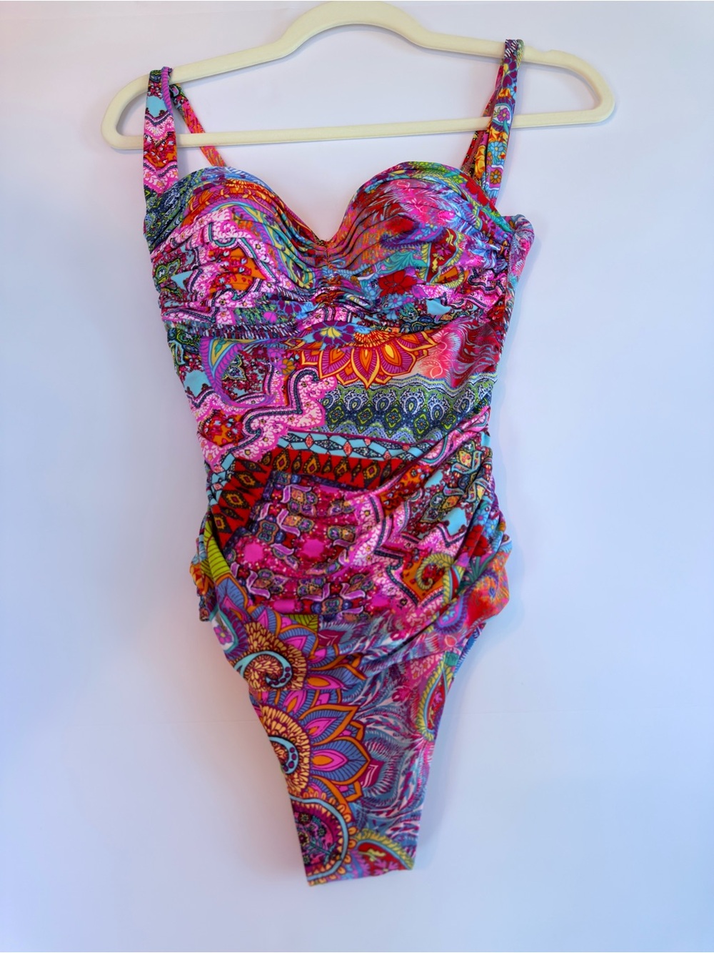 Bleu Rod Beattie Size 4 Multicolor Paisley Strappy One Piece Swimsuit - Picture 2 of 8